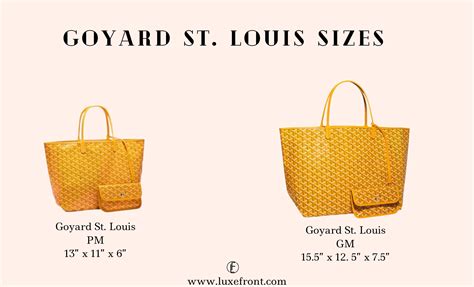 goyard pm size cm|goyard st louis size comparison.